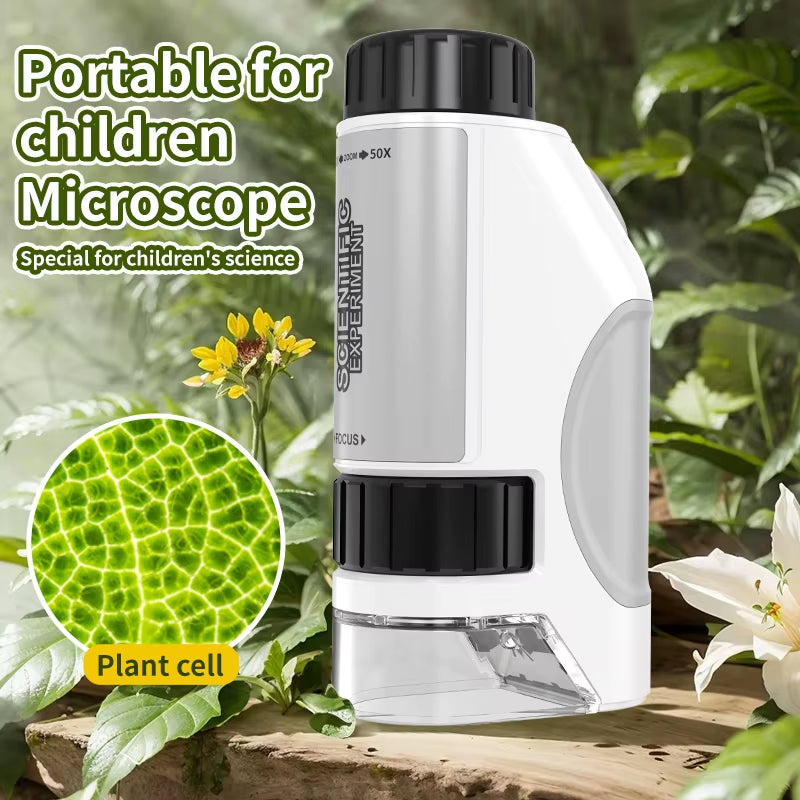 Portable Microscope Zoom 50X-300X,Handheld Mini Microscope Science Toys,Led Pocket Microscope,Little Scientist Microscope.