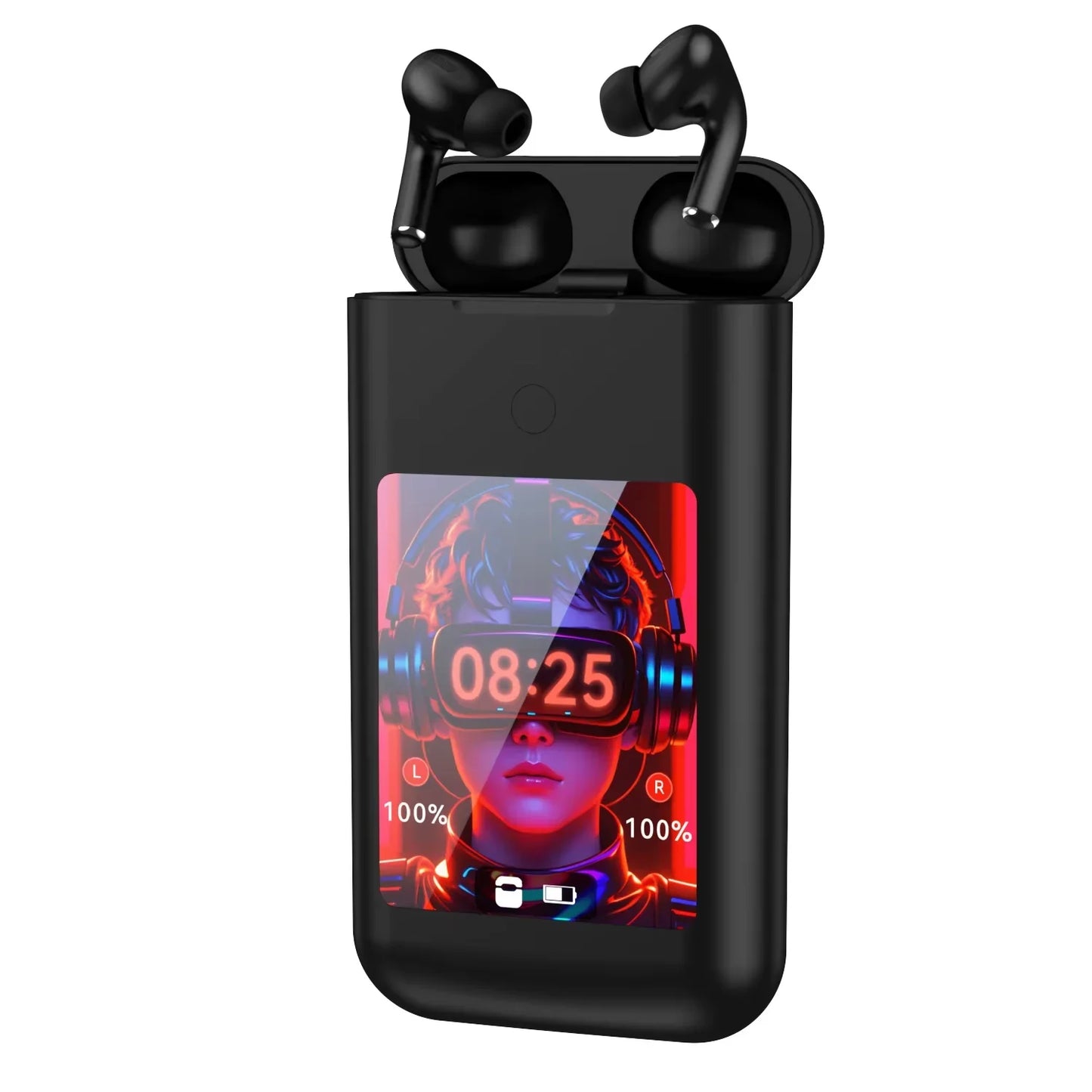 Multiple Function in Ear Bluetooth Wireless Earphone Charging Case with 2.8" Touch Screen Power Bank Headphone Music Game.