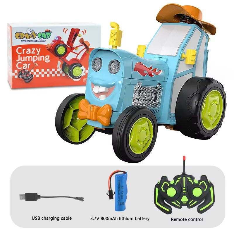 Crazy Jumping Stunt Car Wireless Infrared Remote Control Car Dance Lights Music Swing Fun New and Unique Children'S Toys.