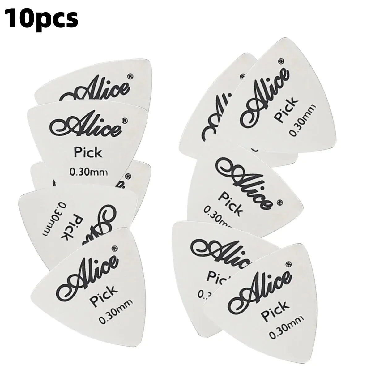 Alice 10Pcs Metal Guitar Pick 0.3mm Thin Durable Silver Color Professional Bass Ukelele Guitar Picks Guitar Amplifier Bass Guita