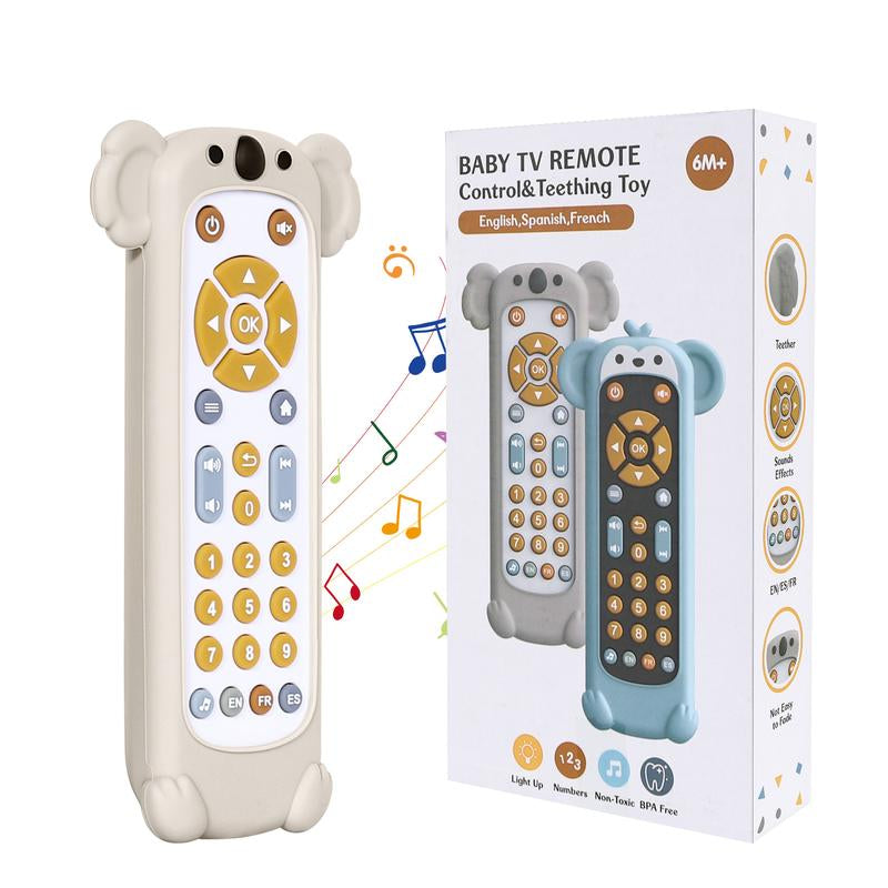 Orzbow Baby Remote Control Toy for 6 Months+ with Music, TV Remote Toy with Realistic Light and Sound - English, French and Spanish for Infant Play Remote Musical Toys, BPA Free, Black