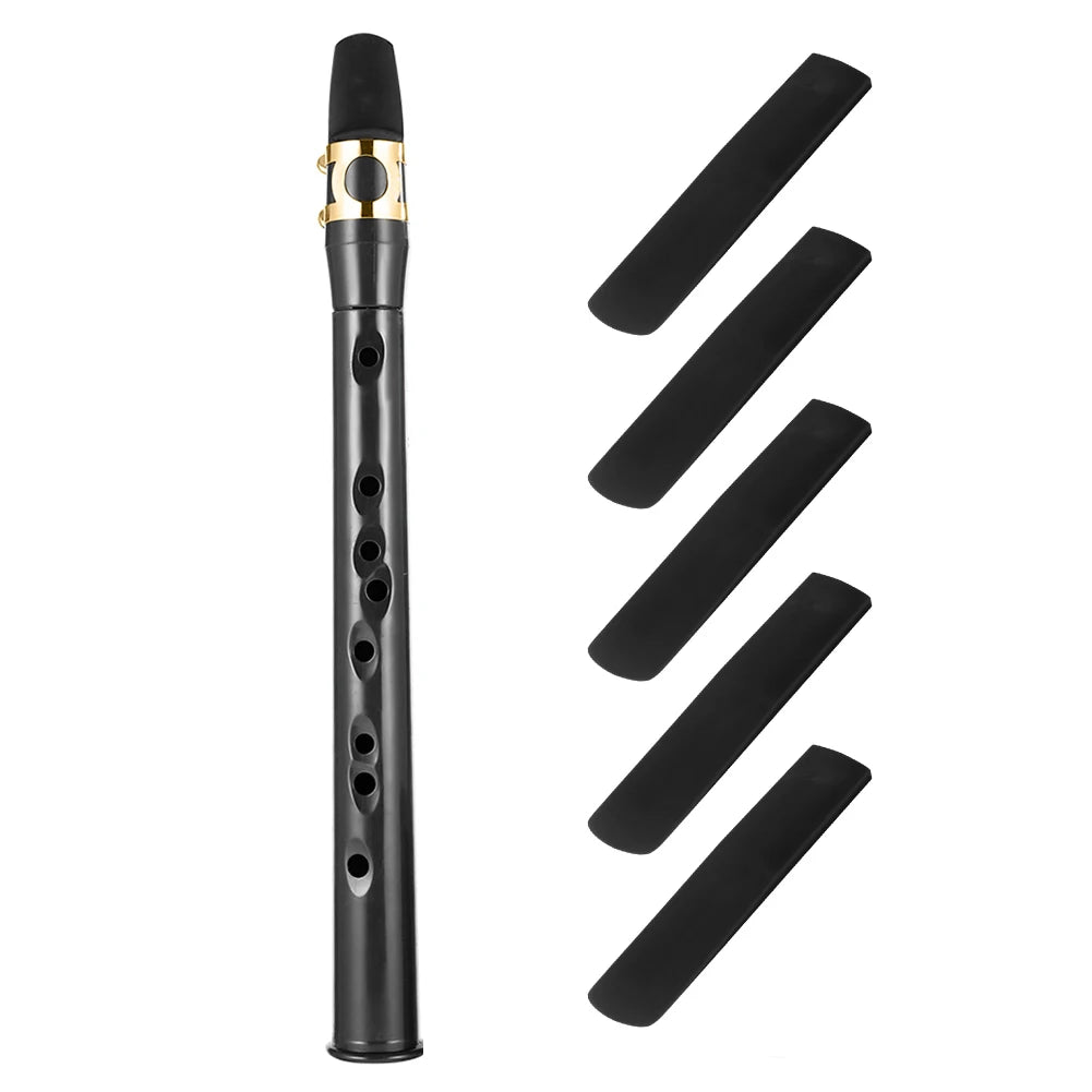 Mini Pocket Bb Saxophone Alto Mouthpiece ABS Sax with 5 Reeds Black Saxophone Set Woodwind Musical Instruments Accessories.
