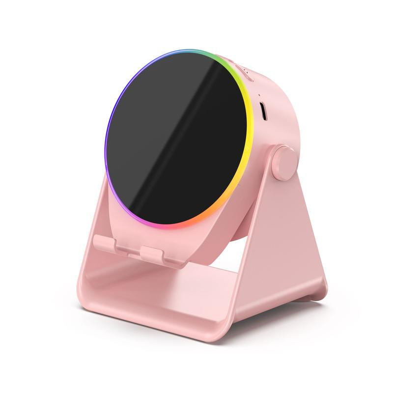 Lentorgi 4-In-1 Wireless Induction Bluetooth Audio Speaker, Phone Stand Ambient Light, Charger ,Surround Sound 360° Rotation Rechargeable Hands-Free Calls for Bedroom, Office, Kitchen, Camping, Yoga, Cooking Gifts for Men, Women, Elderly