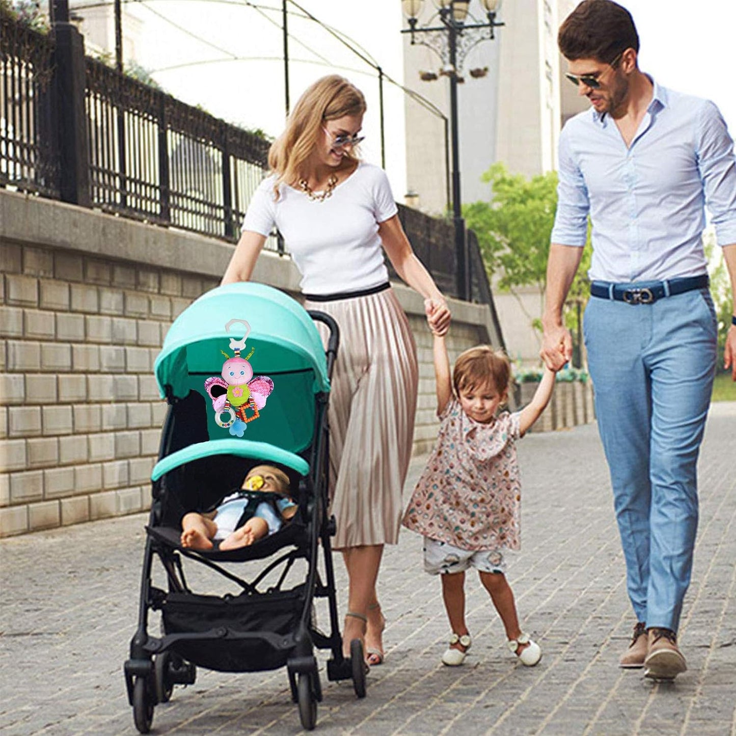 Baby Stroller Toy and Car Seat Toy for Infant with Teether Hanging Rattle Toys Clip on Stroller Toy Soft Plush Baby Toys for Boys and Girls 3-12 Months.