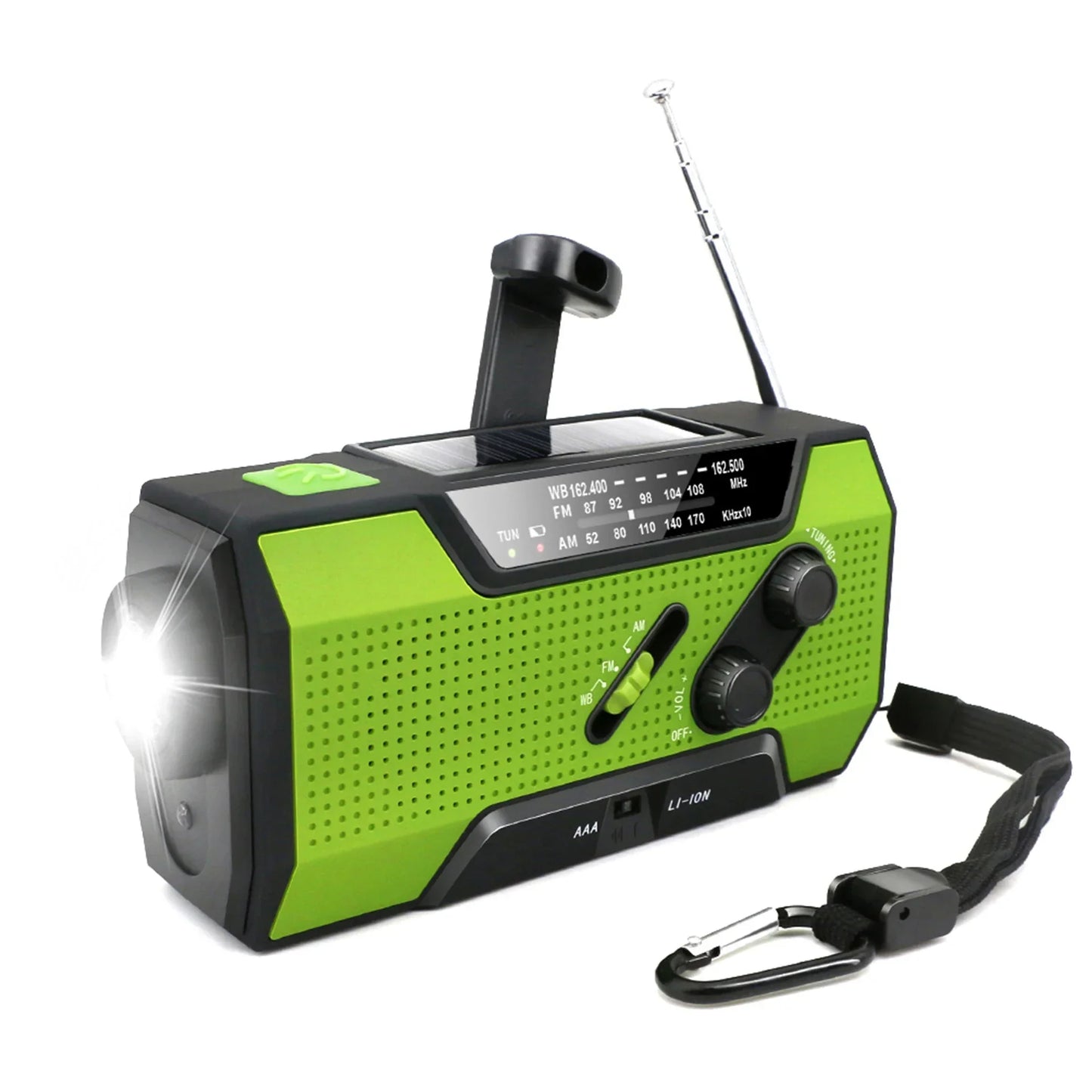 Emergency Weather Radio NOAA/AM/FM with 2000Mah Portable Power Bank Usb/Solar/Hand Crank Charging, Battery Operated, SOS Alarm.