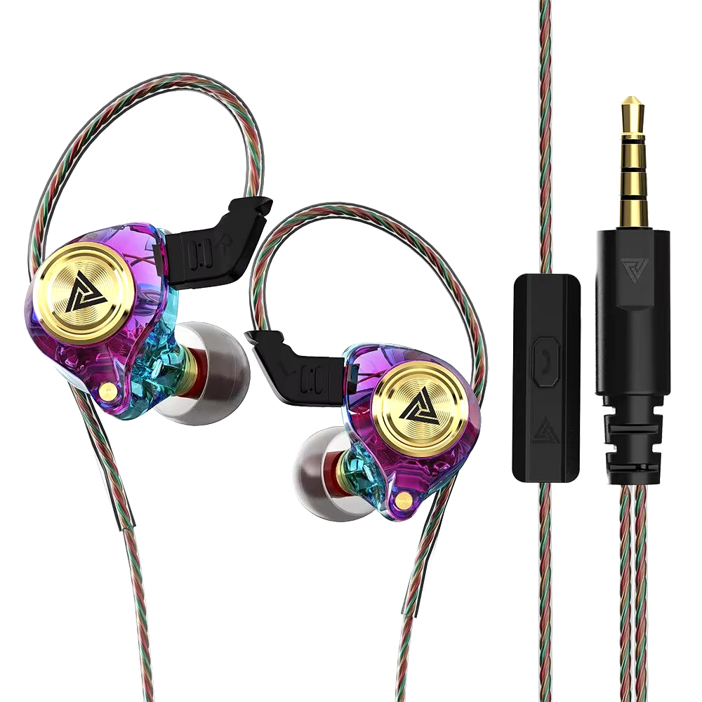 QKZ AK3 File Wired Earphone with Microphone Hifi Music Monitor Bass Headphones Noise Cancelling Headset for Sport Gaming Earbuds.