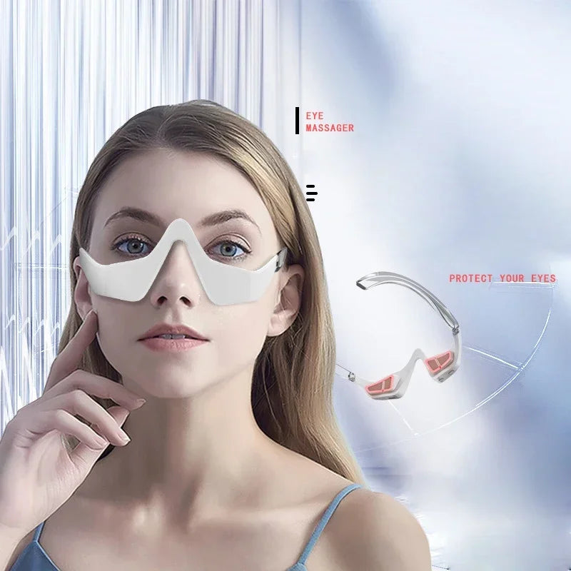 3D Red Light EMS Eye Massager Eyecare Glasses Dark Circles Puffiness Wrinkles Reduction Eye Fatigue Relaxing Beauty Care Device.