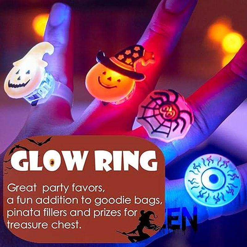 50Pcs LED Halloween Ring,Halloween Ring,Glowing Pumpkin Skull Ring Gift,Halloween Christmas Party Decoration Home Horror Props Supplies,Perfect for Halloween