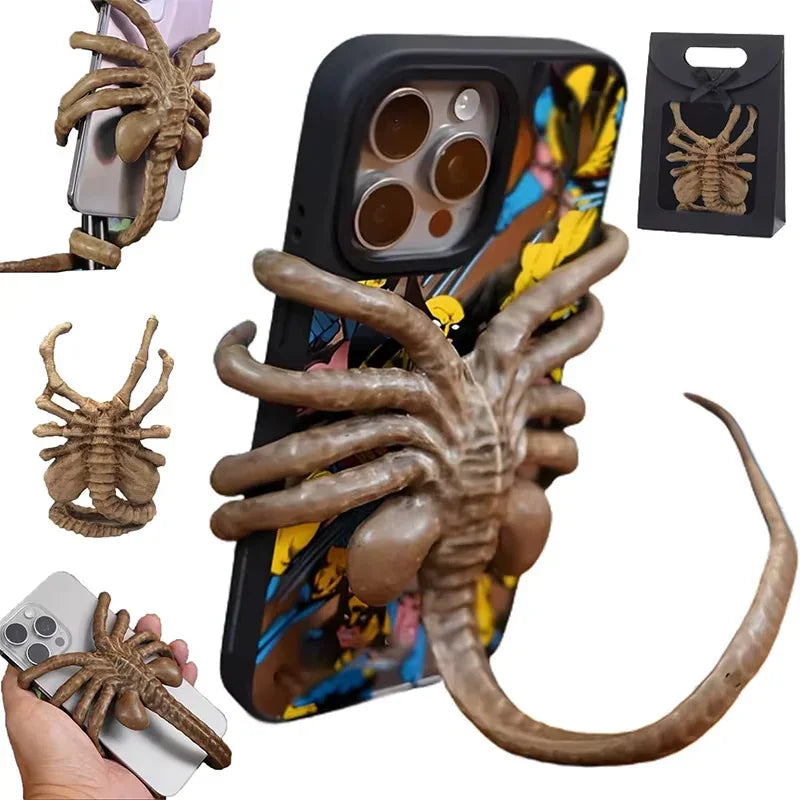 Alien Phone Holder, Creative Decorative Phone Holder Ornament Science Fiction Thriller Movie Facehugger Phone Holder Halloween.