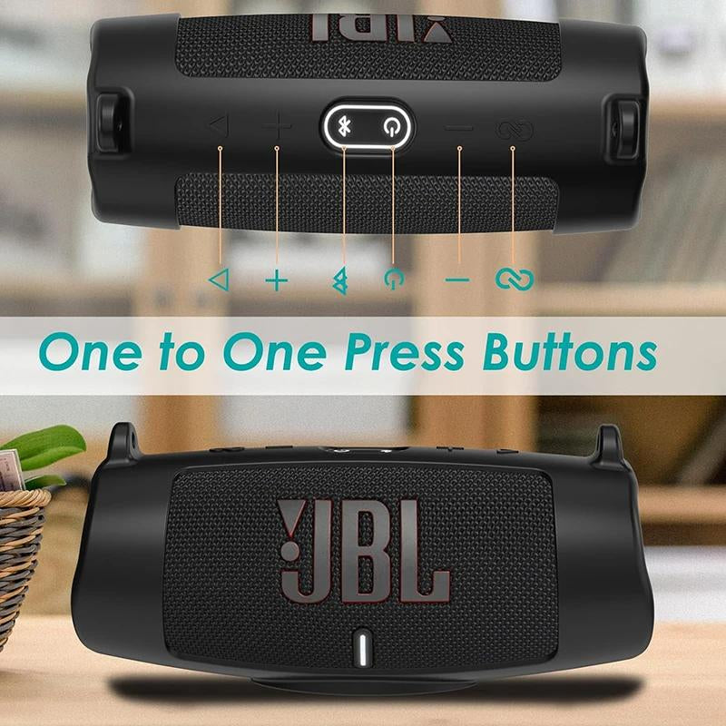 For JBL Charge 5 Wireless Bluetooth Speaker Case Soft Silicone Cover Skin with Strap Carabiner Speaker Bag
