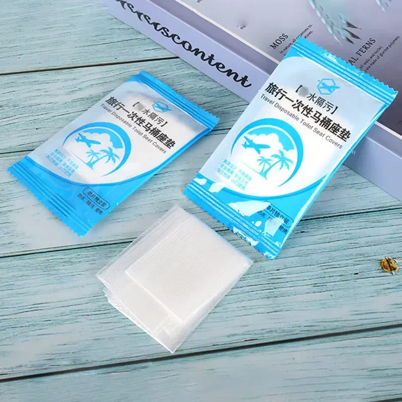 50Pcs Disposable Plastic Toilet Seat Cover Waterproof and Non Slip Individually Wrapped, for Travel, Toilet Seat Protectors.