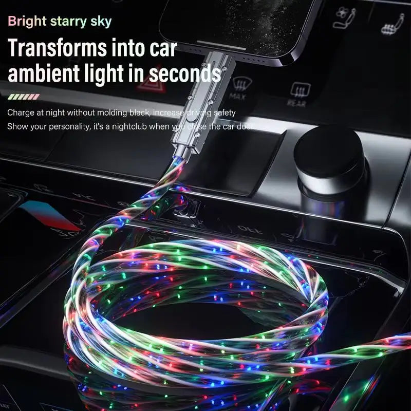 New Starry Sky RGB LED USB Type-C to Type-C to Lightning and 4 in 1 Fast Charging Cable for Iphone 15 14 Xiaomi Samsung HUAWEI.