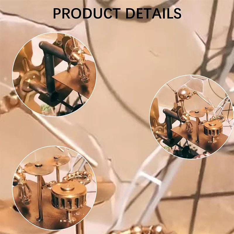 New Handmade Metal Drummer Windmill Creative Instrument Decoration Decorative Sculptures in Courtyard Gardens Craft Statues.