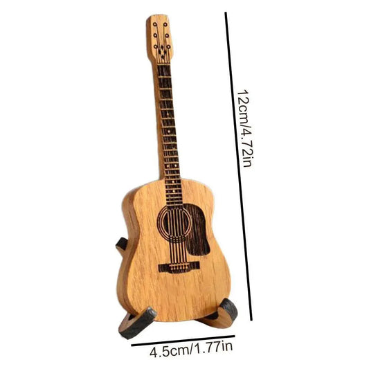 Wooden Acoustic Guitar Pick Box with Stand and 3 Pcs Picks Engraved Guitar Picks Holder Retro Case Unique Music Gift