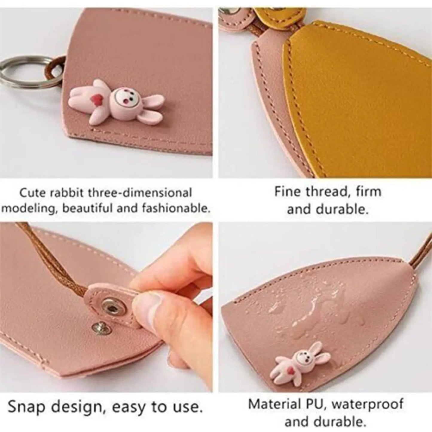 Cute Pull Out Key Case Cartoon Animals Rabbit Cat PU Leather Key Wallets Housekeepers Car Key Holder Case Leather Bag for Keys.