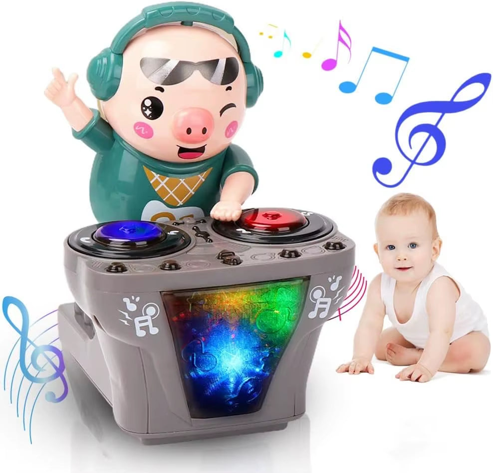 Electronic DJ Light Music Dancing Pig Toy Musical Toys Cute Swing Dancing Piggy Toy with Music LED Lights Musical Toy for Kids.
