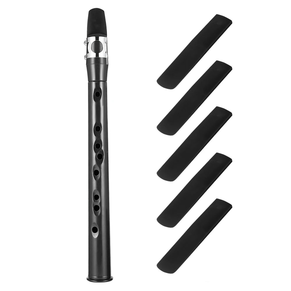 Mini Pocket Bb Saxophone Alto Mouthpiece ABS Sax with 5 Reeds Black Saxophone Set Woodwind Musical Instruments Accessories.