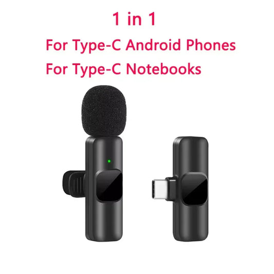 New Wireless Lavalier Microphone Portable Audio Video Recording Mini Mic for Iphone Android Live Broadcast Gaming Phone Mic.