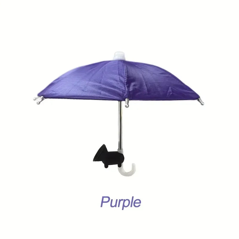 Mini Umbrella for Smart Phone with Suction Cup Holder, Outdoor Anti-Glare Sunshade Cover, Anti-Reflective Screen Protector.