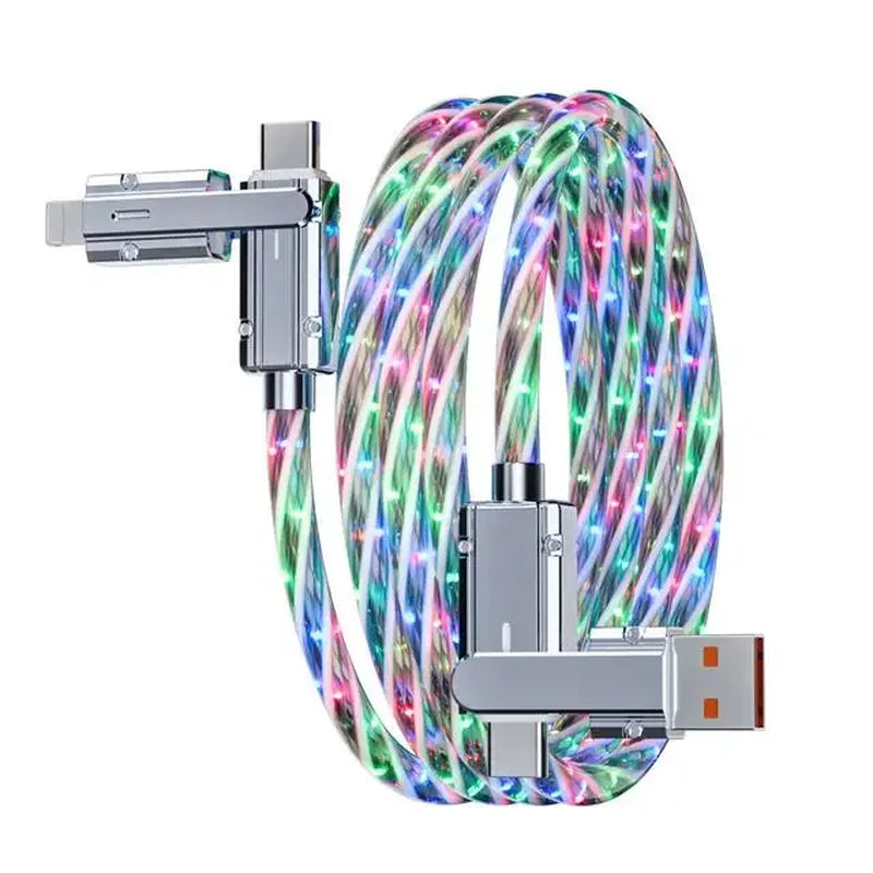 New Starry Sky RGB LED USB Type-C to Type-C to Lightning and 4 in 1 Fast Charging Cable for Iphone 15 14 Xiaomi Samsung HUAWEI.