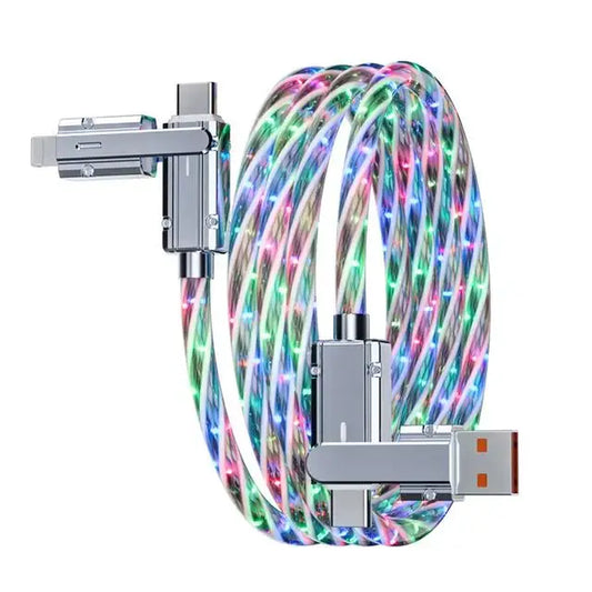 New Starry Sky RGB LED USB Type-C to Type-C to Lightning and 4 in 1 Fast Charging Cable for Iphone 15 14 Xiaomi Samsung HUAWEI.