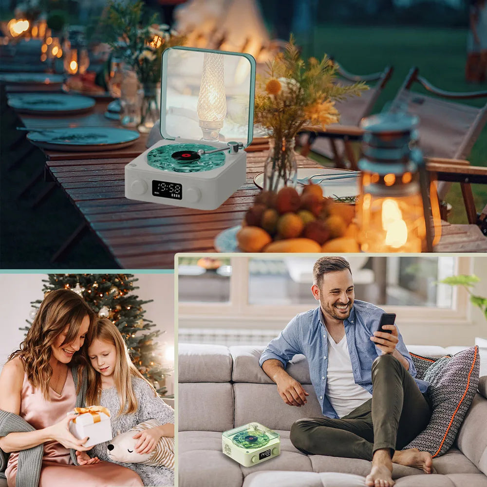 Mini Retro White Noise Bluetooth Speaker Portable Vintage Sleep Aid Bluetooth Speaker Subwoofer with RGB Light Support TF Card.