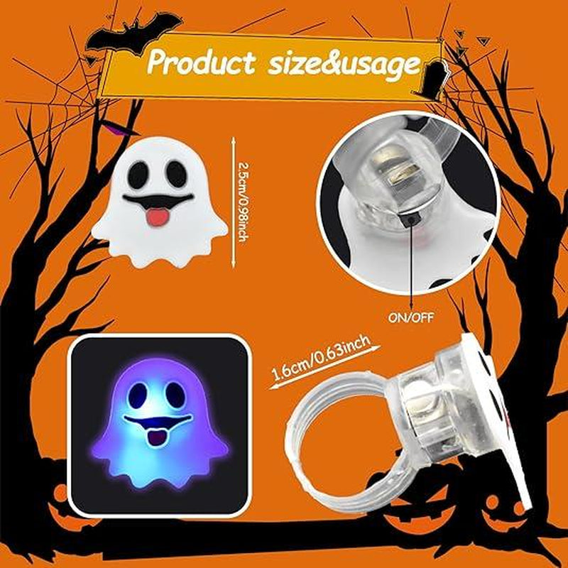 50Pcs LED Halloween Ring,Halloween Ring,Glowing Pumpkin Skull Ring Gift,Halloween Christmas Party Decoration Home Horror Props Supplies,Perfect for Halloween