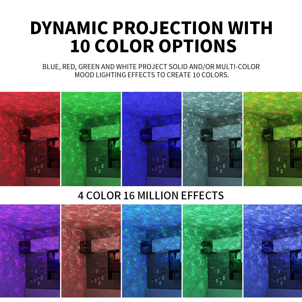 Starry Sky Projector Light LED Night Light Bluetooth Music Player Remote Ocean Wave Galaxy Ambient Light Bedroom Decoration Gift