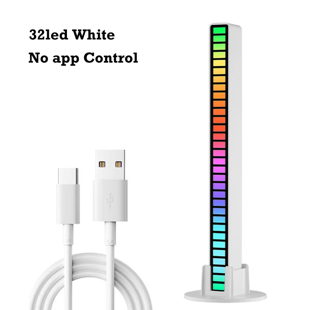 32Led RGB Music Rhythm Light Bar Rechargeable APP Control Rgb Sound Activated Night Light Music Rhythm Light Car Gaming.