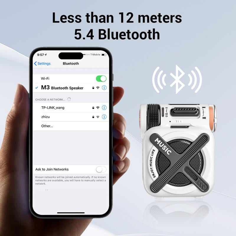 CY Audio Mini Portable Bluetooth Speaker M3 - Studio 3D Sound Bass Boom Wireless Lasting PARTY POWER Surround Sound Dual-Pairing Waterproof Racing Style Perfect Gift Suitable for Office Sports Outdoors Travel White Compact Stereo