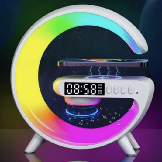 Wireless Microphone Wireless Charger Speakerwith Alarmclock,Multifunctional Wirelesschargerspeaker with Night Light,Audio Bluetoothall in One Enceinte Bluetooth Multifunctionalspeaker Smartphone Chargeable Cable Charging