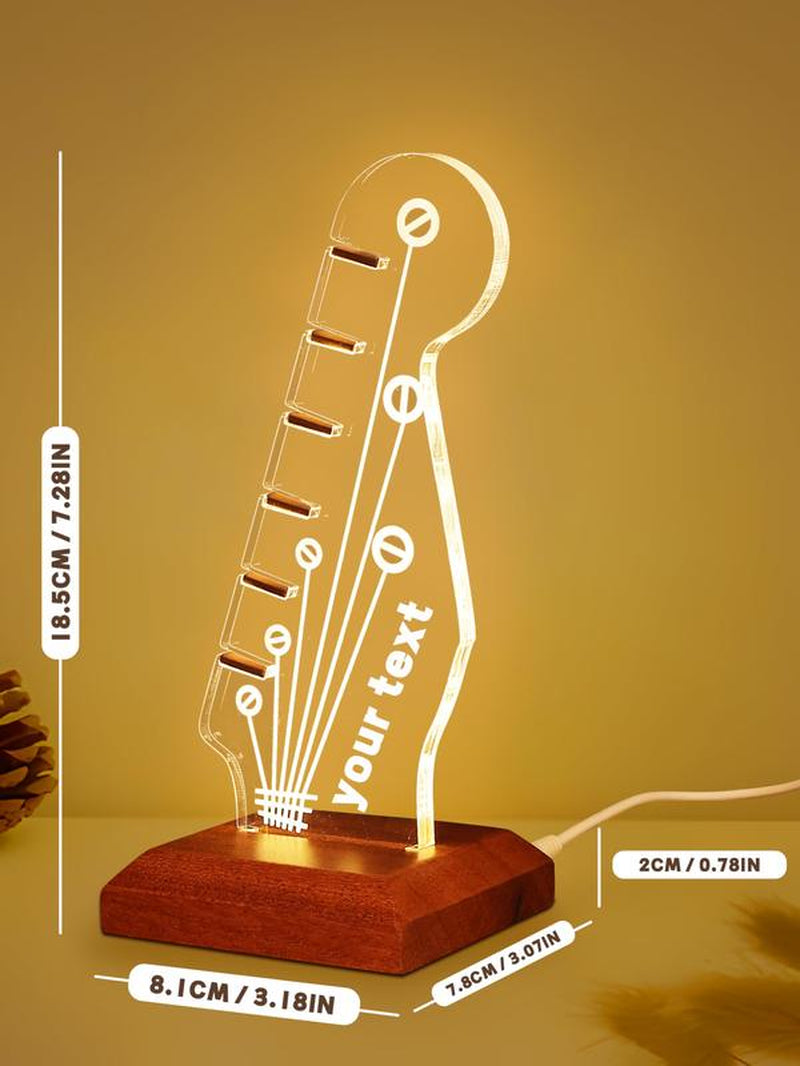 Pookie-Luminous Guitar Pick Stand Acrylic Electric Guitar Headstock Shaped Pick Stand with Wooden Base for Pick Storage and Display Is a Guitar Accessory Gift for Guitarists and Guitarists Acrylic Night Light,Christmas Gift New Year Gift