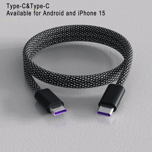 USB C Charger Cable, 100W Magnetic Type C Charging Cable, USB C to USB C Cable, 1M Type C Fast Charging Cord Nylon Braided