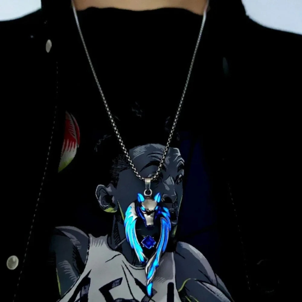 Simple Trend Niche Wolf Head Pendant Necklace Men and Women Glow-In-The-Dark Jewelry Hip Hop Punk Party Niche Popularpendantgift.