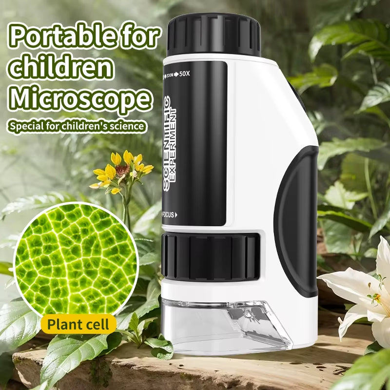 Portable Microscope Zoom 50X-300X,Handheld Mini Microscope Science Toys,Led Pocket Microscope,Little Scientist Microscope.