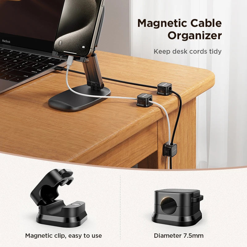 Magnetic Cable Clips Cable Smooth Adjustable Cord Holder under Desk Cable Management Wire Keeper Cable Organizer Holder.