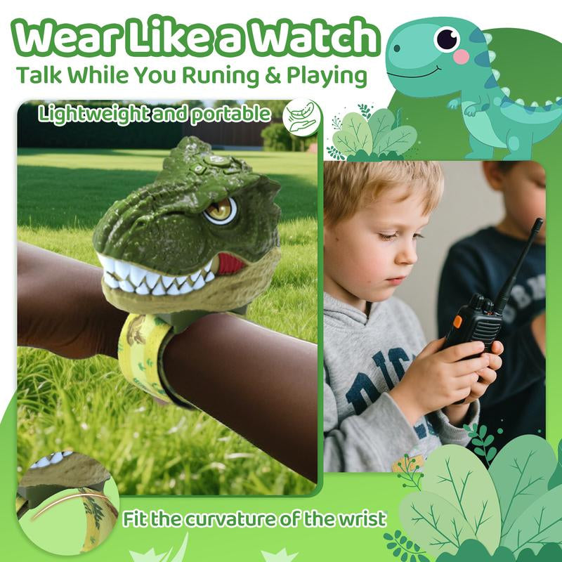 Vvinca Walkie Talkies for Kids - 2 Pack Toys for Boys Girls Age 3-5 5-7 8-12 T-Rex Adjustable Strap Long Range Clear Sound Walkie Talkie Outdoor Camping Christmas Birthday Gifts for Toddlers