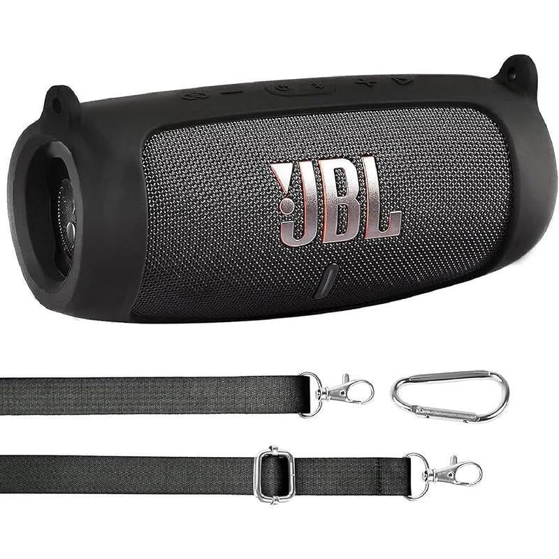 For JBL Charge 5 Wireless Bluetooth Speaker Case Soft Silicone Cover Skin with Strap Carabiner Speaker Bag