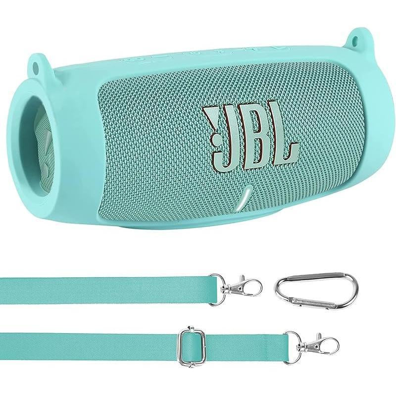 For JBL Charge 5 Wireless Bluetooth Speaker Case Soft Silicone Cover Skin with Strap Carabiner Speaker Bag