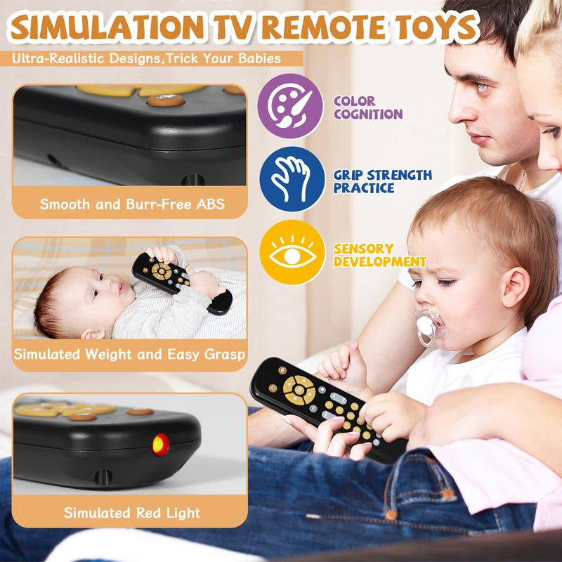 Orzbow Baby Remote Control Toy for 6 Months+ with Music, TV Remote Toy with Realistic Light and Sound - English, French and Spanish for Infant Play Remote Musical Toys, BPA Free, Black
