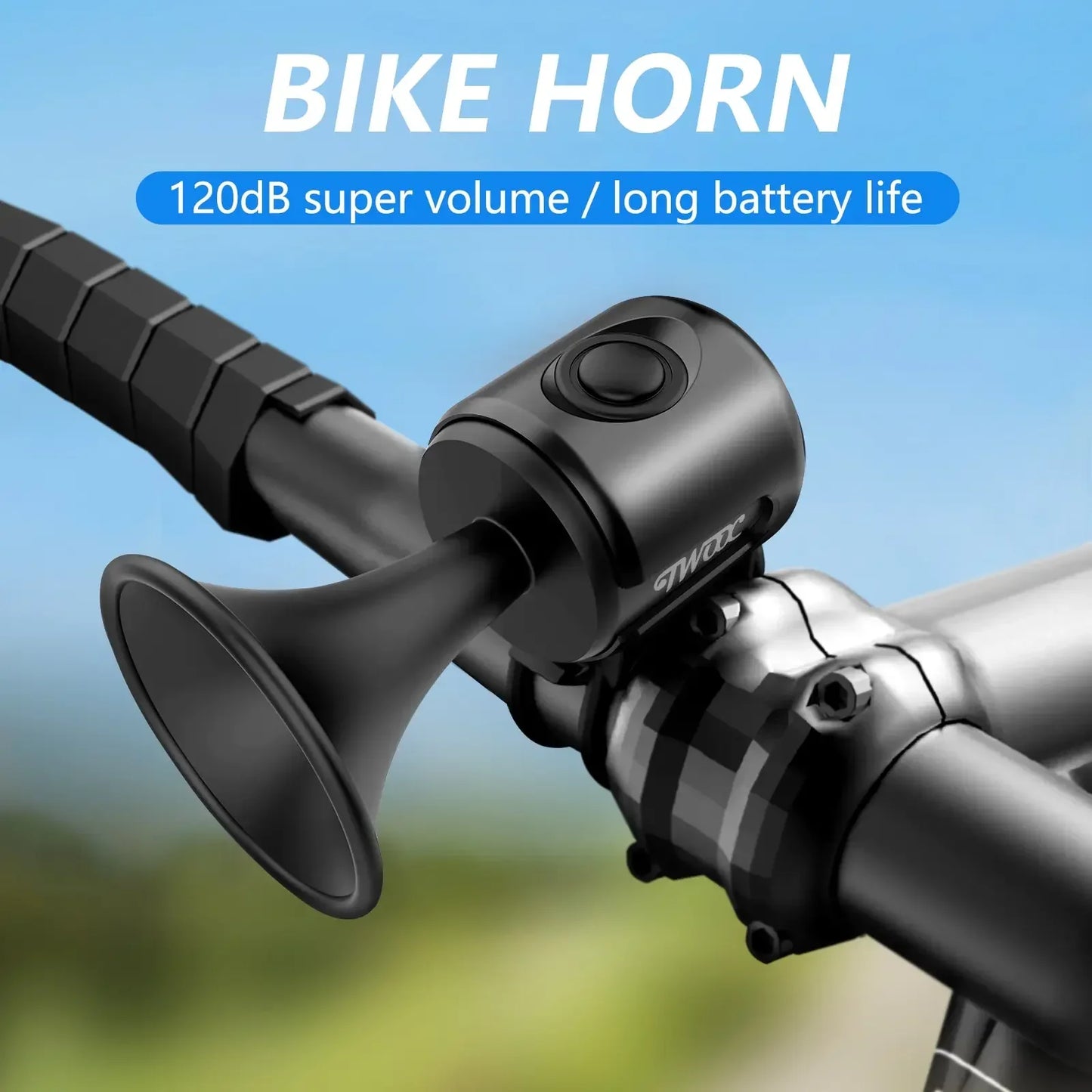 TWOOC Bicycle Electronic Horn Loud Warning Sound CR2032 Battery 120Db IPX4 Waterproof Suitable for Road and Mountain Bike.