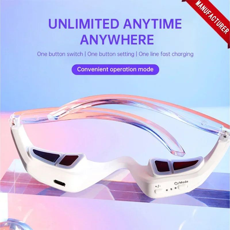 3D Red Light EMS Eye Massager Eyecare Glasses Dark Circles Puffiness Wrinkles Reduction Eye Fatigue Relaxing Beauty Care Device.