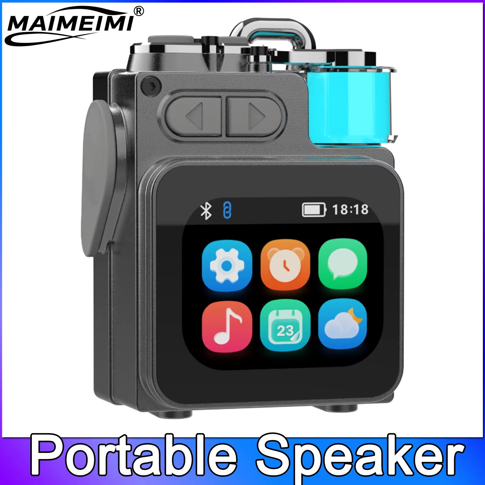 Wireless Portable Speaker Bluetooth-Compatible Metal Mechanical Speaker with LED Display Screen RGB Desktop Subwoofer Support