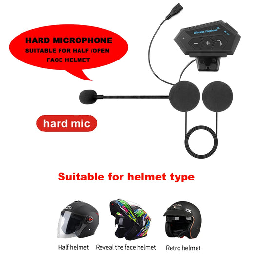 Motorcycle Earphones Helmet Headset Bluetooth 5.0 Headphones Wireless Motor Headset Bike Earphone Handsfree Stereo Earbud.