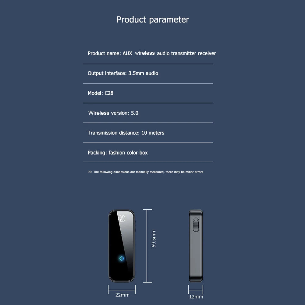 Bluetooth-Compatible 5.0 Audio Aux Adapter 2 in 1 Audio Transmitter 3.5Mm Audio Adapter for Handsfree Call for Car Audio Music