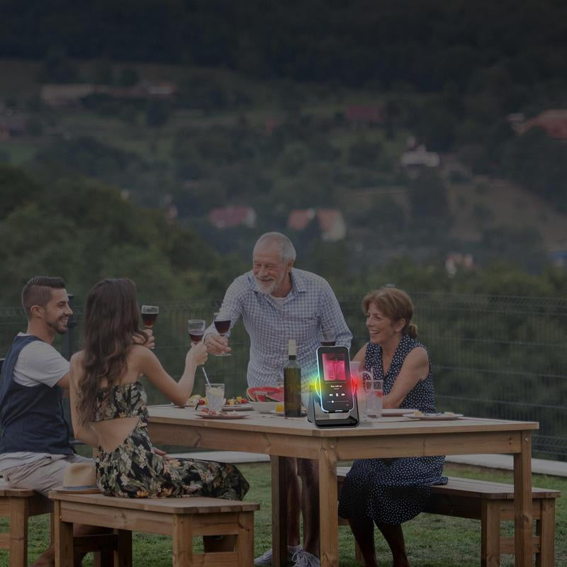 Lentorgi 4-In-1 Wireless Induction Bluetooth Audio Speaker, Phone Stand Ambient Light, Charger ,Surround Sound 360° Rotation Rechargeable Hands-Free Calls for Bedroom, Office, Kitchen, Camping, Yoga, Cooking Gifts for Men, Women, Elderly