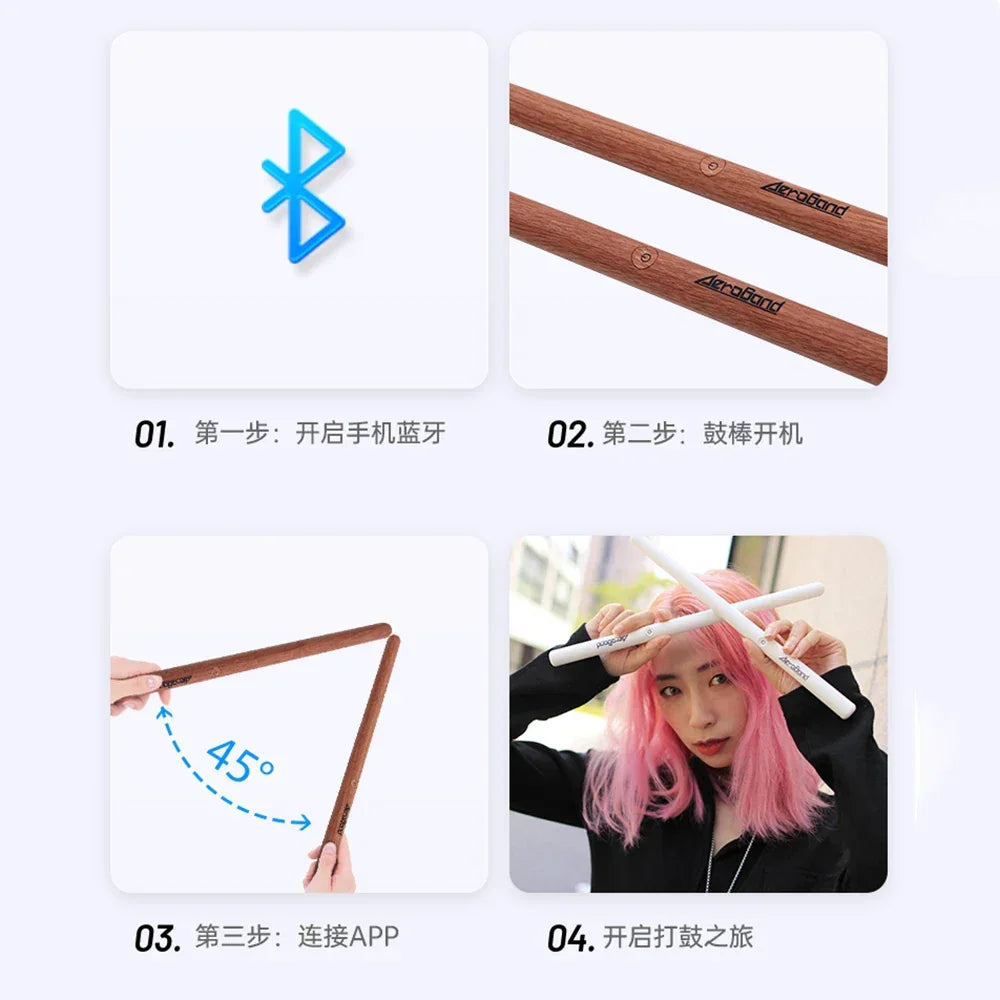 Aeroband-Pocketdrum 2 MAX Electronic Drum Set, Drum Sticks, Foot Pedals, Bluetooth Adapter, Play Drum Anywhere Anytime.