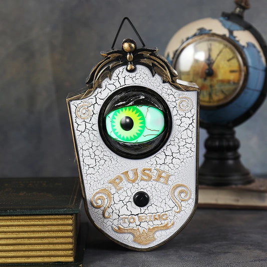 Halloween Decoration One Eyed Doorbell Horror Props Glowing Hanging Piece Door Hanging Plastic Doorbell Eyeball Bell Decor Gift