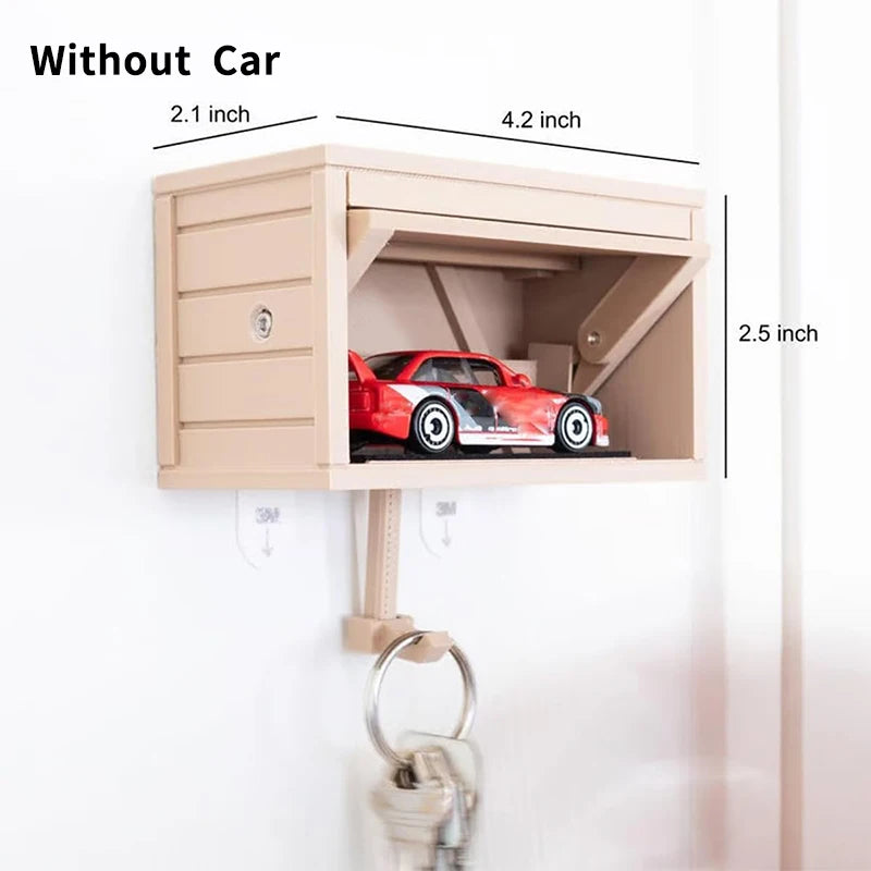 Car Garage Key Holder with Opening Door Wall Hanging Key Holder, Fun 3D Printed Key Organizer, Easy Installation Wall Decoration.