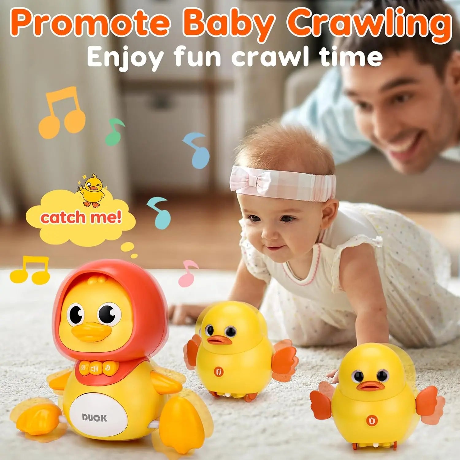 Baby Crawling Toys with Music Early Learning Development Interactive Walking Toy Infant Learn to Walk for Girls Boys Christmas.